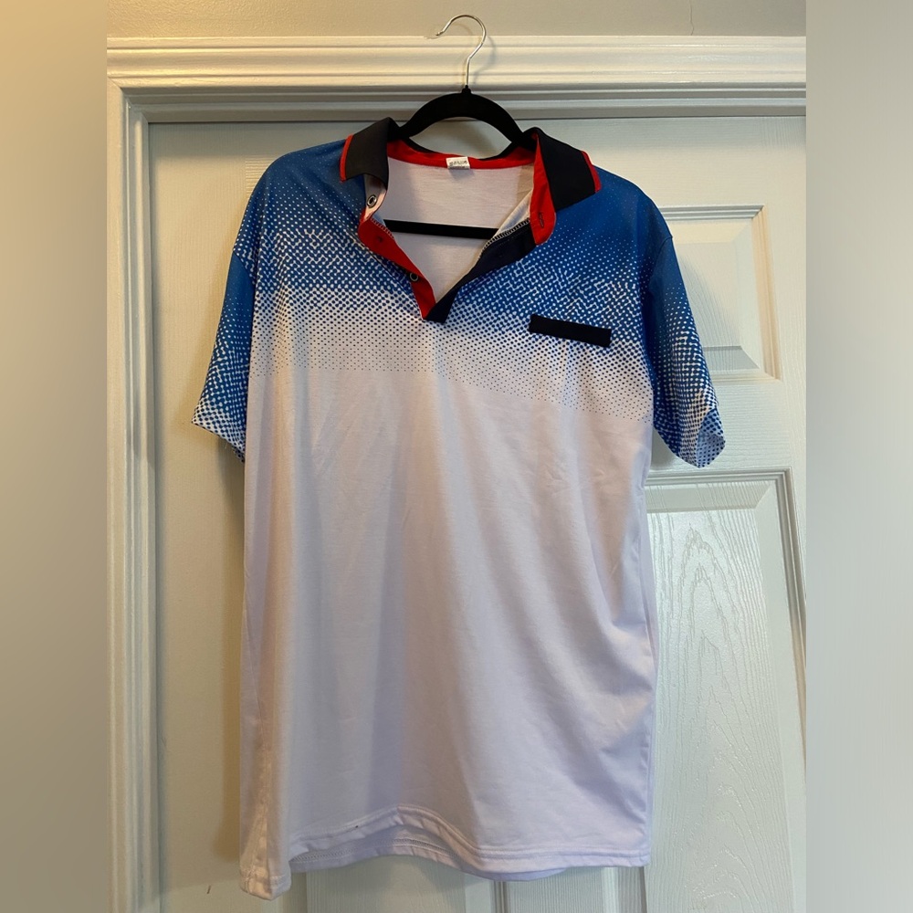 Selling one golf shirt bought online that’s a little too tight for my liking.